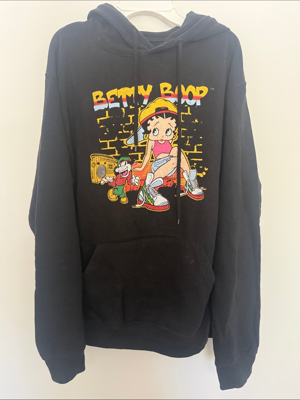 Betty Boop Black Graphic Crewneck Hoodie